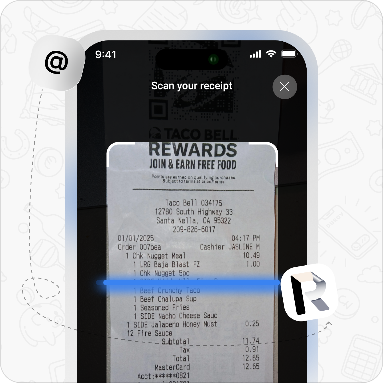 ReceiptOne app showing CSV export screen