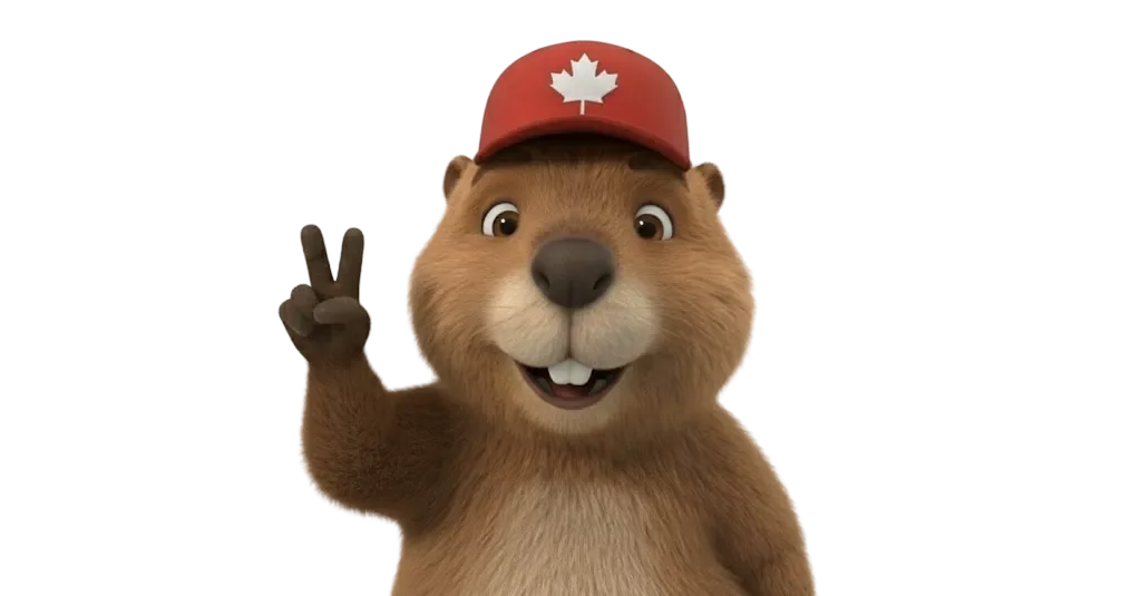 Beaver giving a peace sign